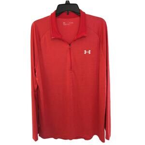 Under Armour Orange Loose Cut XL 1/4 Zip Long Sleeve Pull Over Polo Shirt